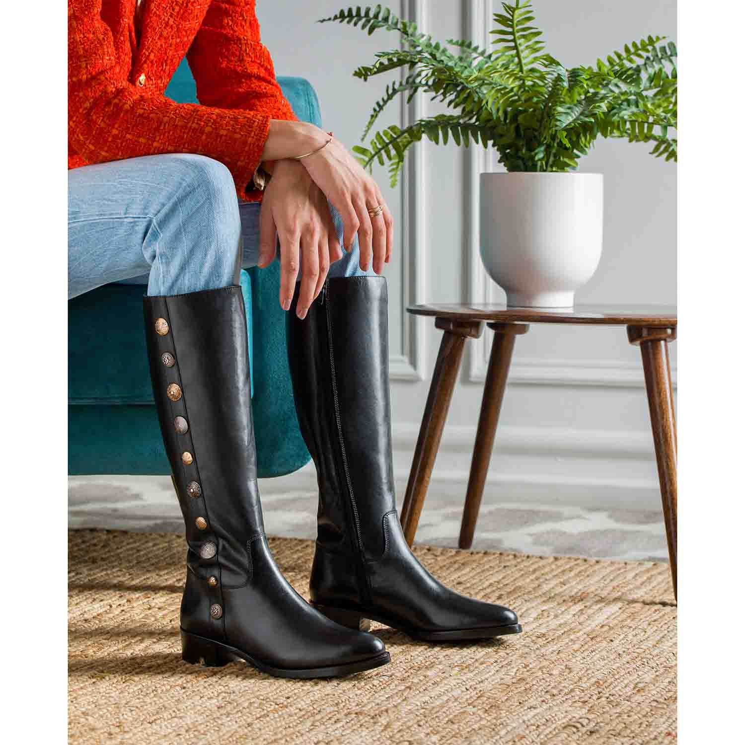 Saint Adriano Black Leather Knee High Boots - Image 2