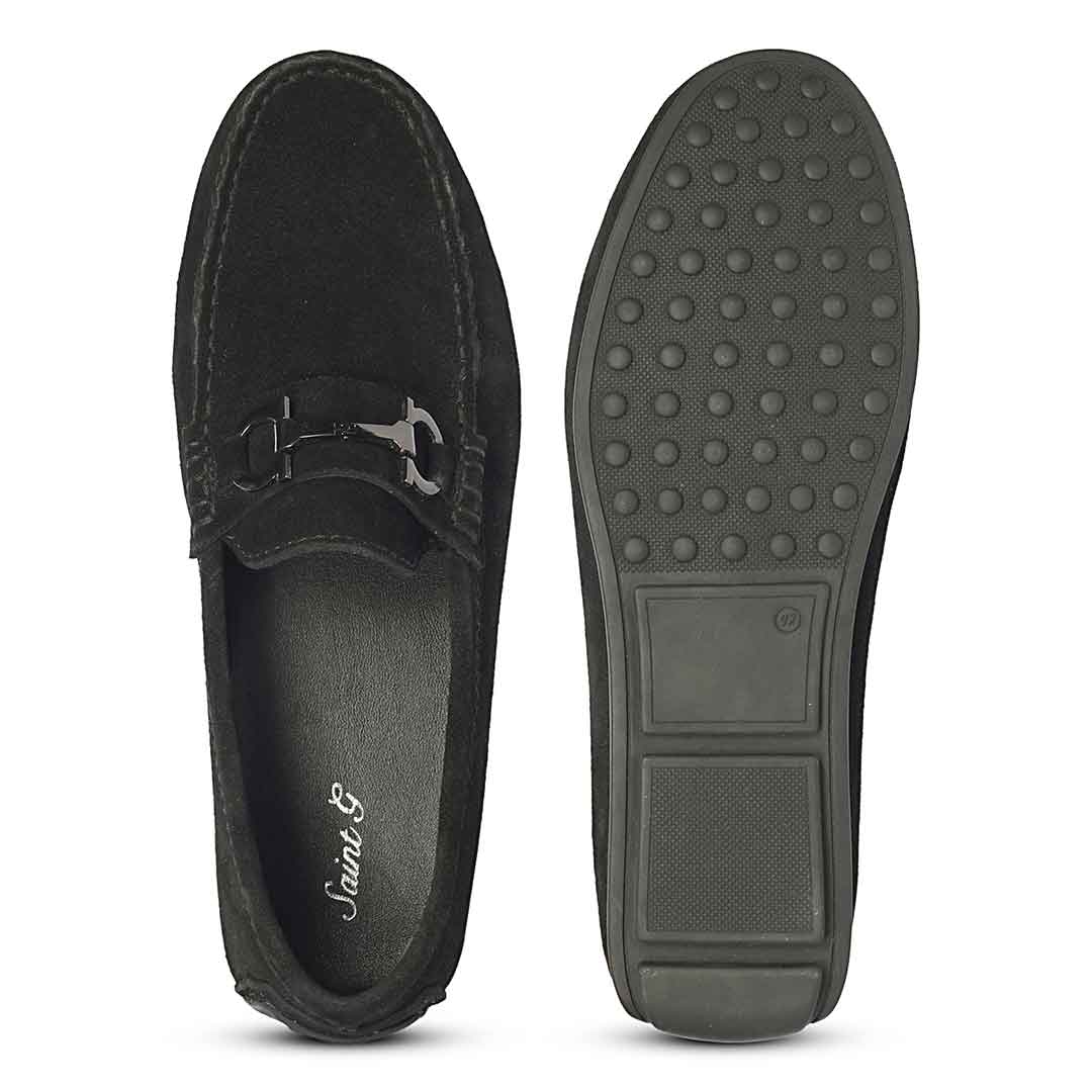 Saint Adrien Black Suede Leather Saddle Loafers - Image 7