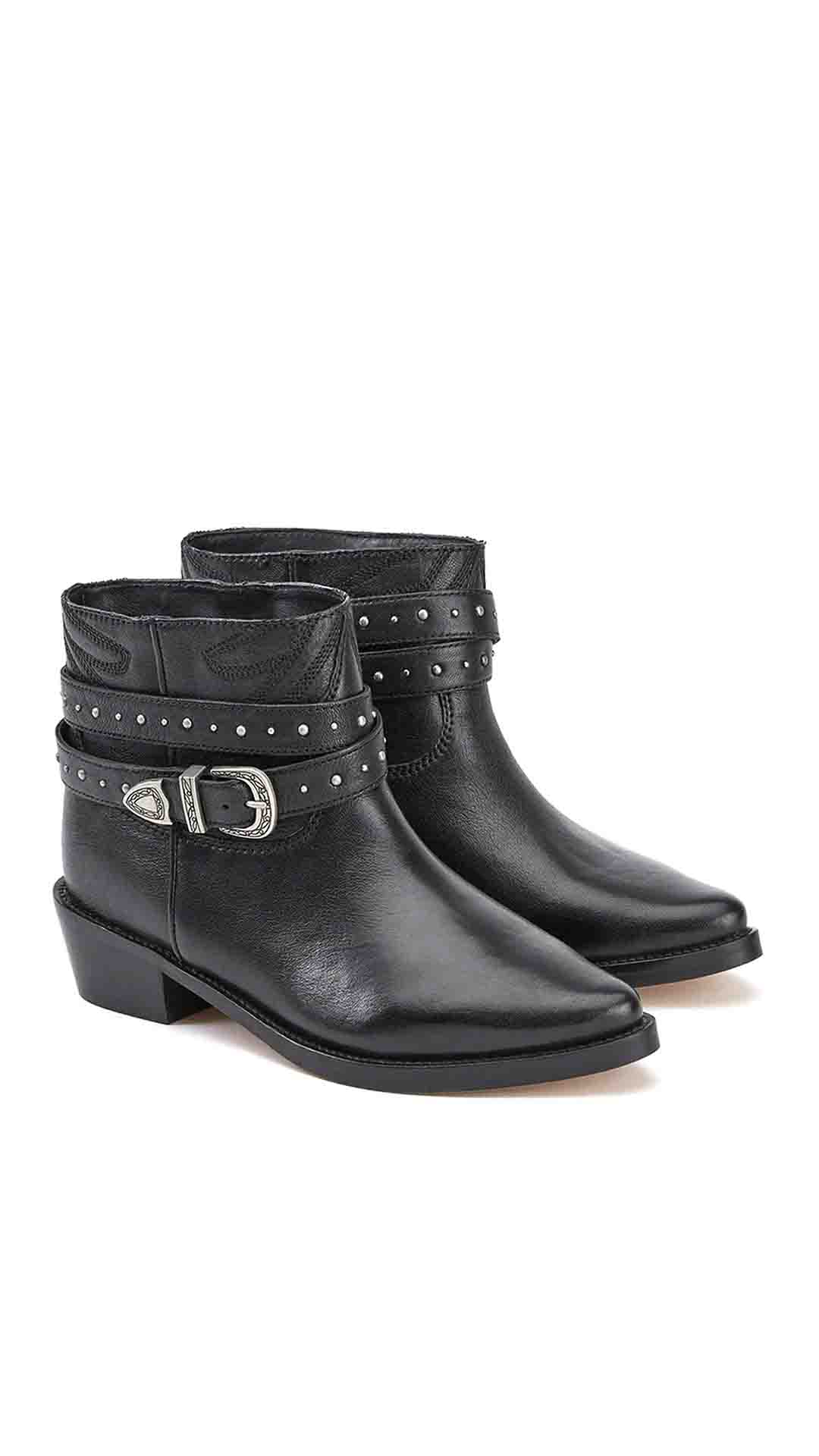 Saint Adrienne Embellished Strap Leather Ankle Boot - Image 3