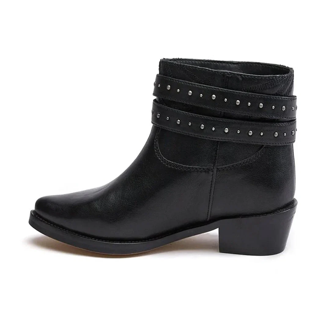 Saint Adrienne Embellished Strap Leather Ankle Boot - Image 4