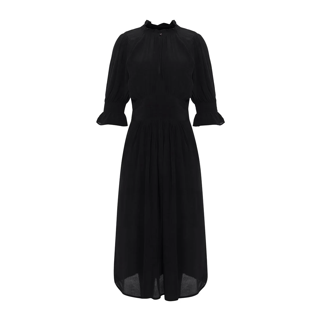 Saint Womens Coal Solid Viscose Sunfeel Midi Dress - Image 6