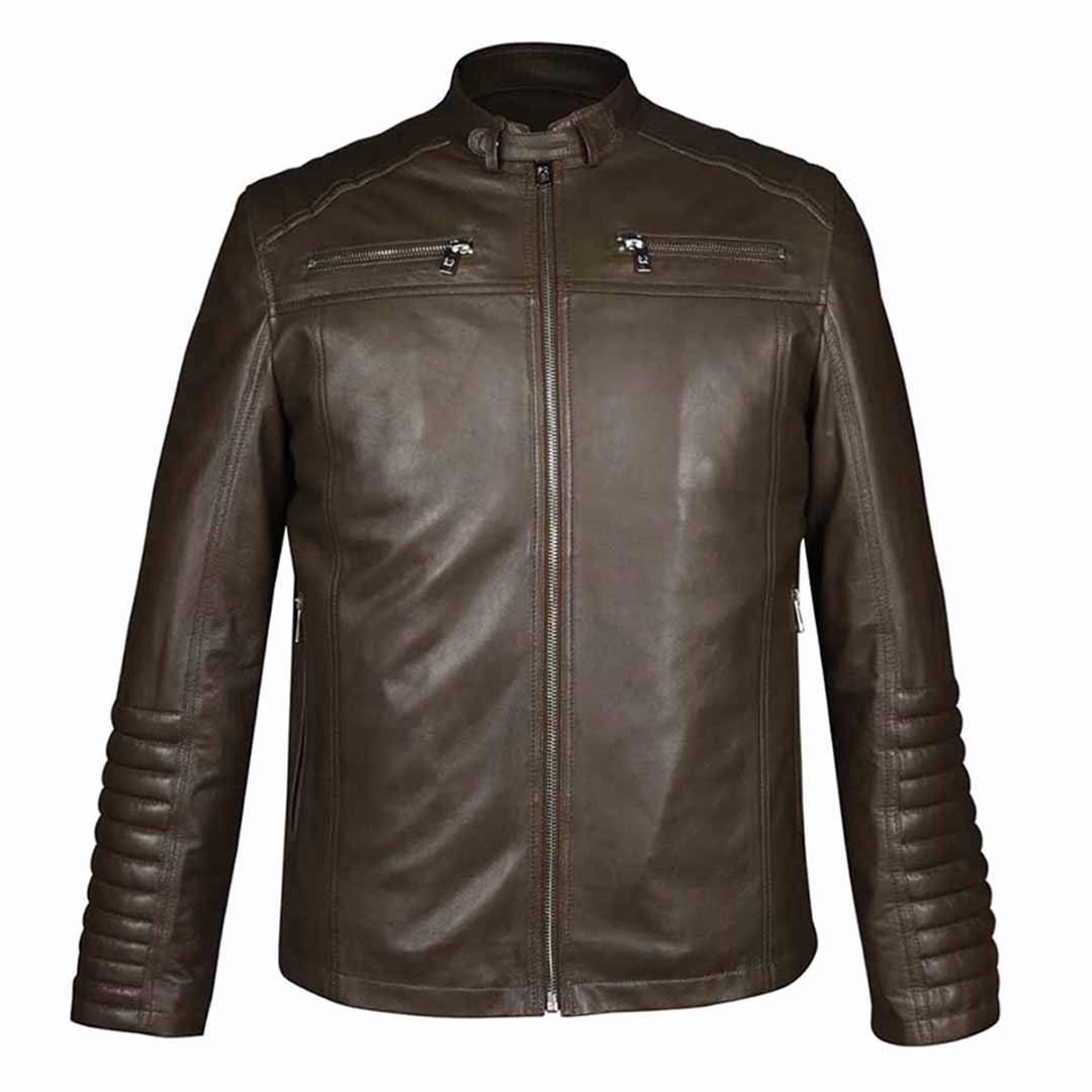 Saint Agostino Brown Leather Men's Cafe Racer Jackets - Image 2
