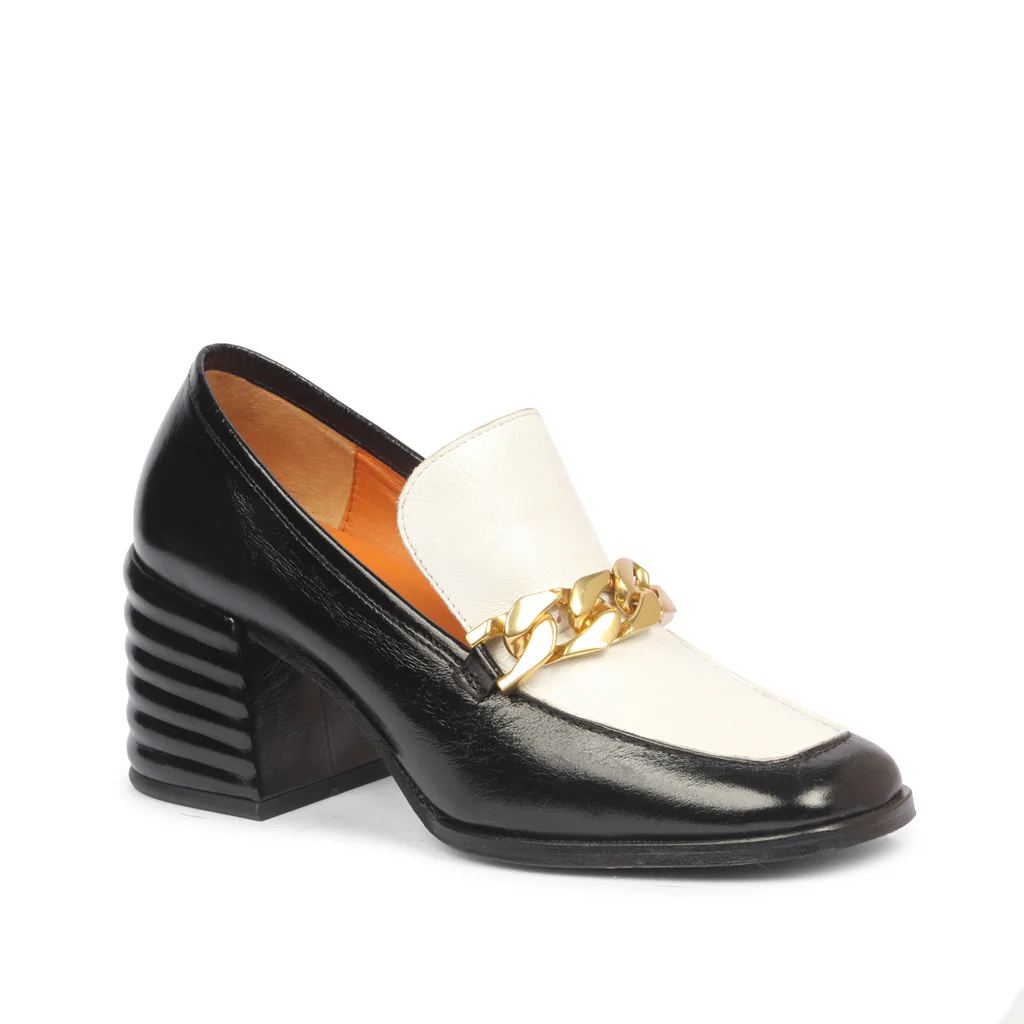 Saint Aisling Black & White Leather Handcrafted Moccasins - Image 5