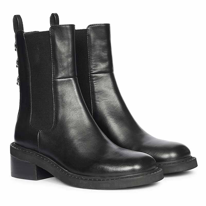 Saint Aitana Trio Ring Black Leather High Ankle Boots - Image 2