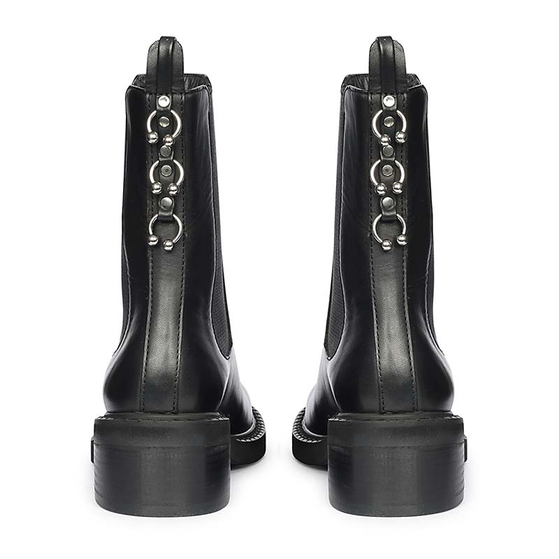 Saint Aitana Trio Ring Black Leather High Ankle Boots - Image 3