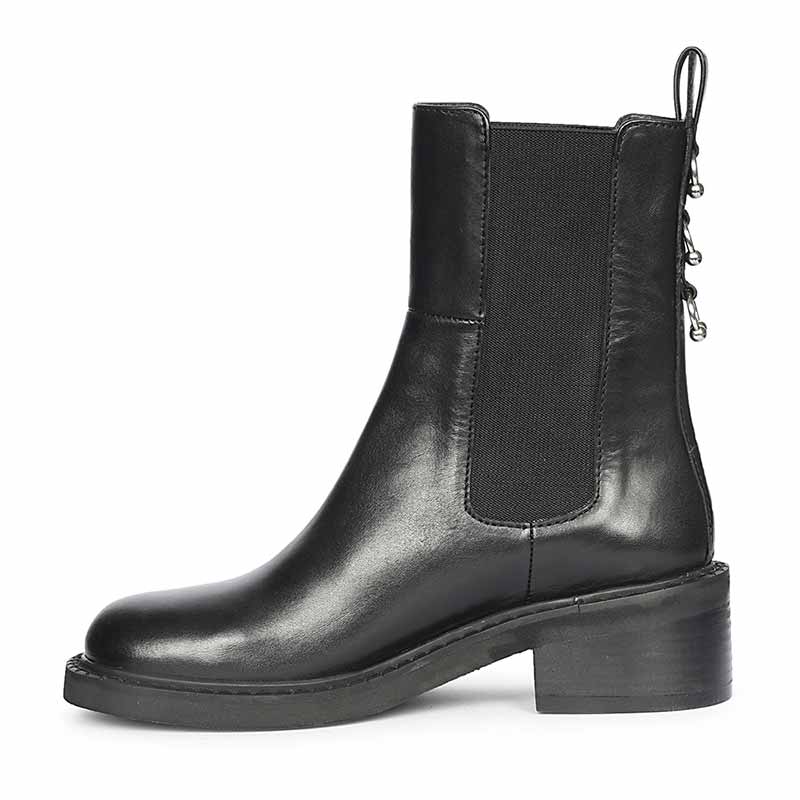 Saint Aitana Trio Ring Black Leather High Ankle Boots - Image 5