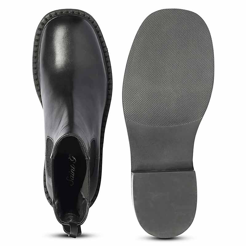 Saint Aitana Trio Ring Black Leather High Ankle Boots - Image 6
