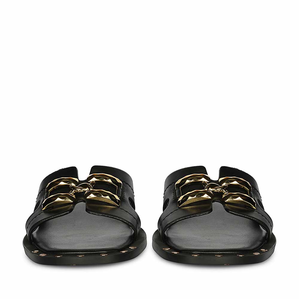 Saint Alaina Black Leather Slides - Image 4