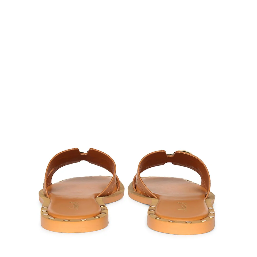 Saint Alaina Tan Leather Slides - Image 5