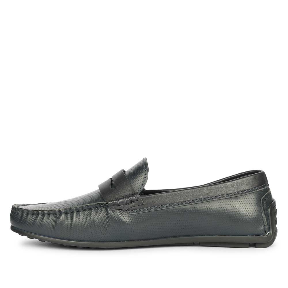 Saint Asher Navy Leather Saddle Loafers - Image 3