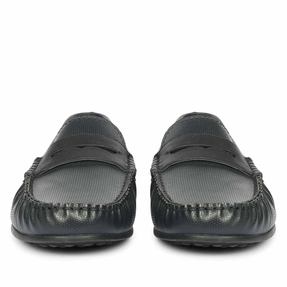 Saint Asher Navy Leather Saddle Loafers - Image 4