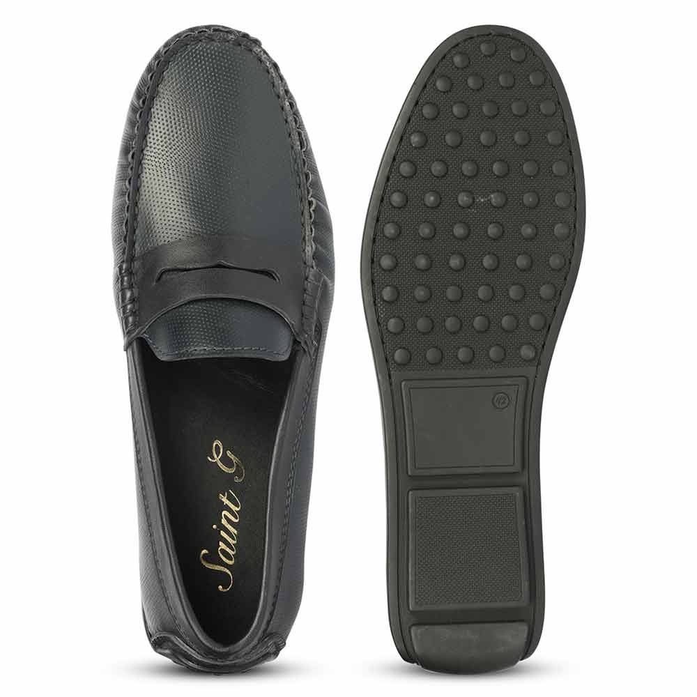 Saint Asher Navy Leather Saddle Loafers - Image 6