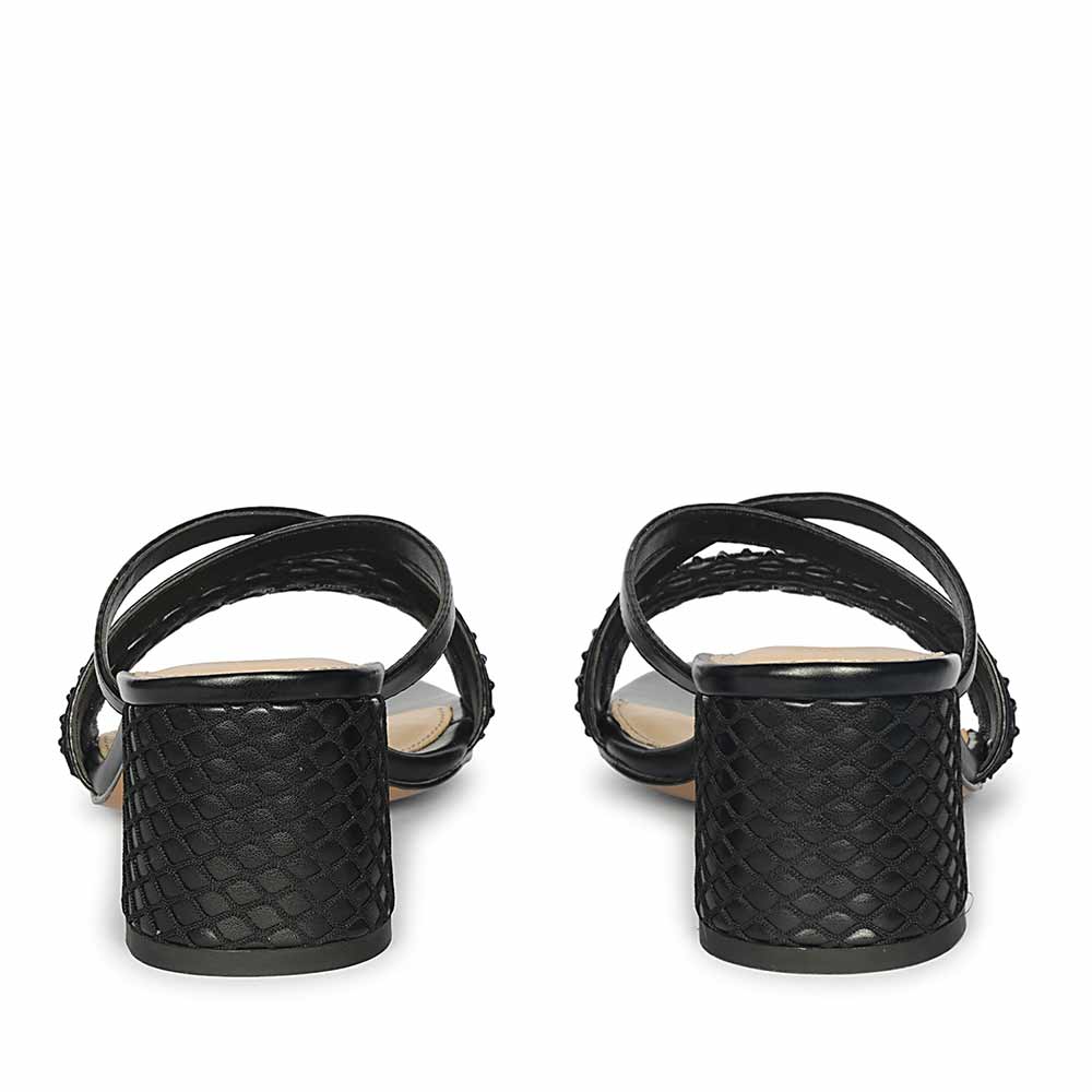 Saint Alessia Embellished Black Vegan Leather Block Heels - Image 5