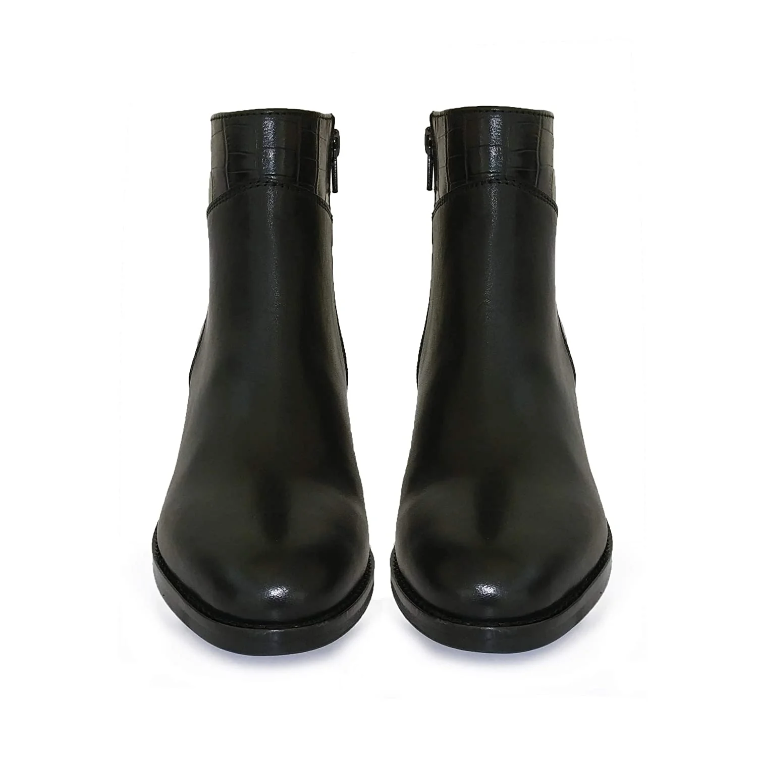 Saint Alexa Black Croco Embossed Leather Ankle Boots - Image 5