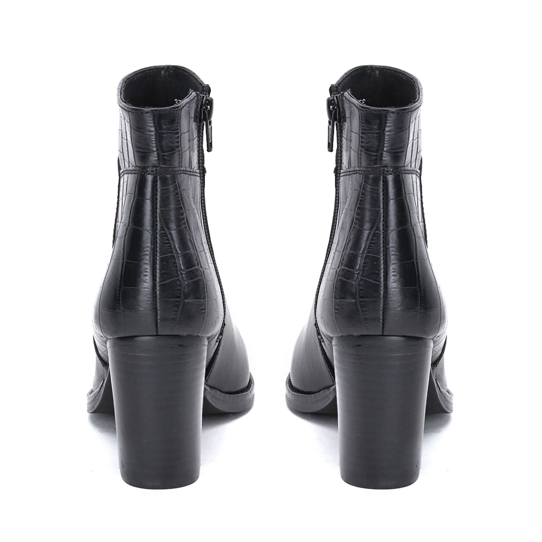 Saint Alexa Black Croco Embossed Leather Ankle Boots - Image 6
