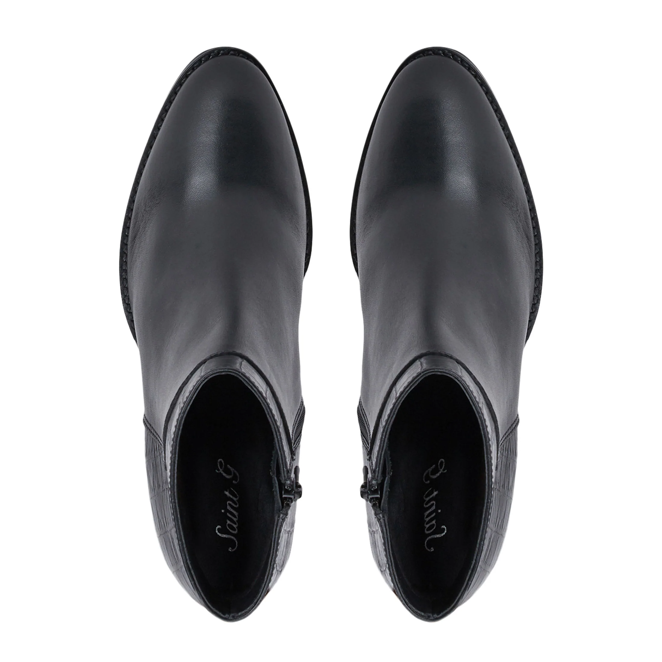 Saint Alexa Black Croco Embossed Leather Ankle Boots - Image 7