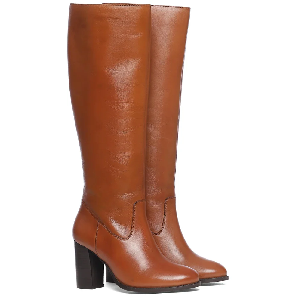 Saint Gillian Tan Leather Knee High Long Boots - Image 3
