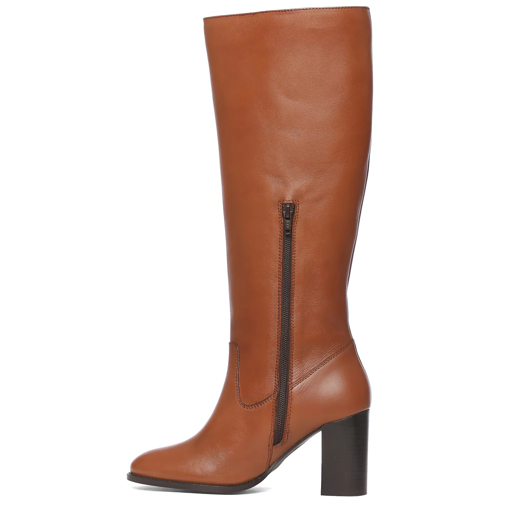 Saint Gillian Tan Leather Knee High Long Boots - Image 4