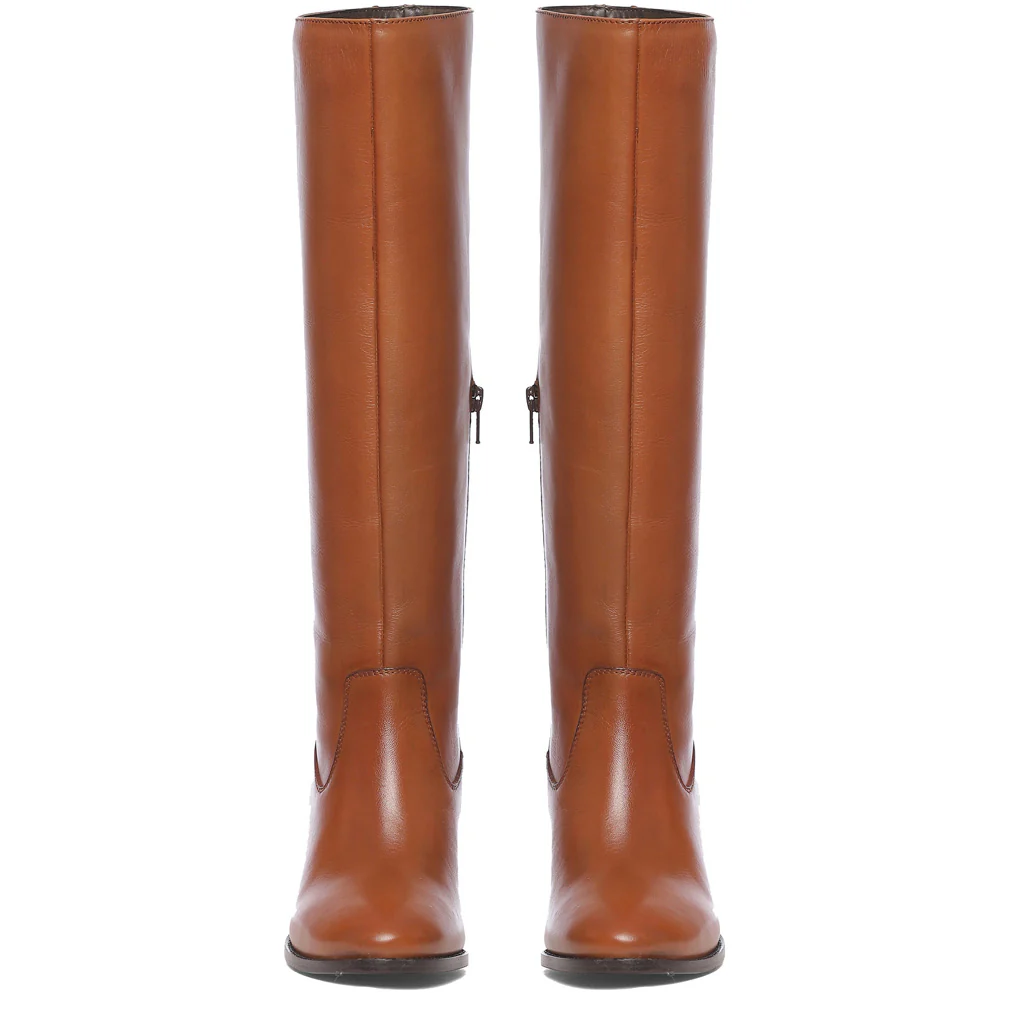 Saint Gillian Tan Leather Knee High Long Boots - Image 5