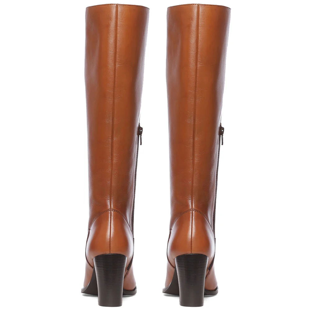 Saint Gillian Tan Leather Knee High Long Boots - Image 6