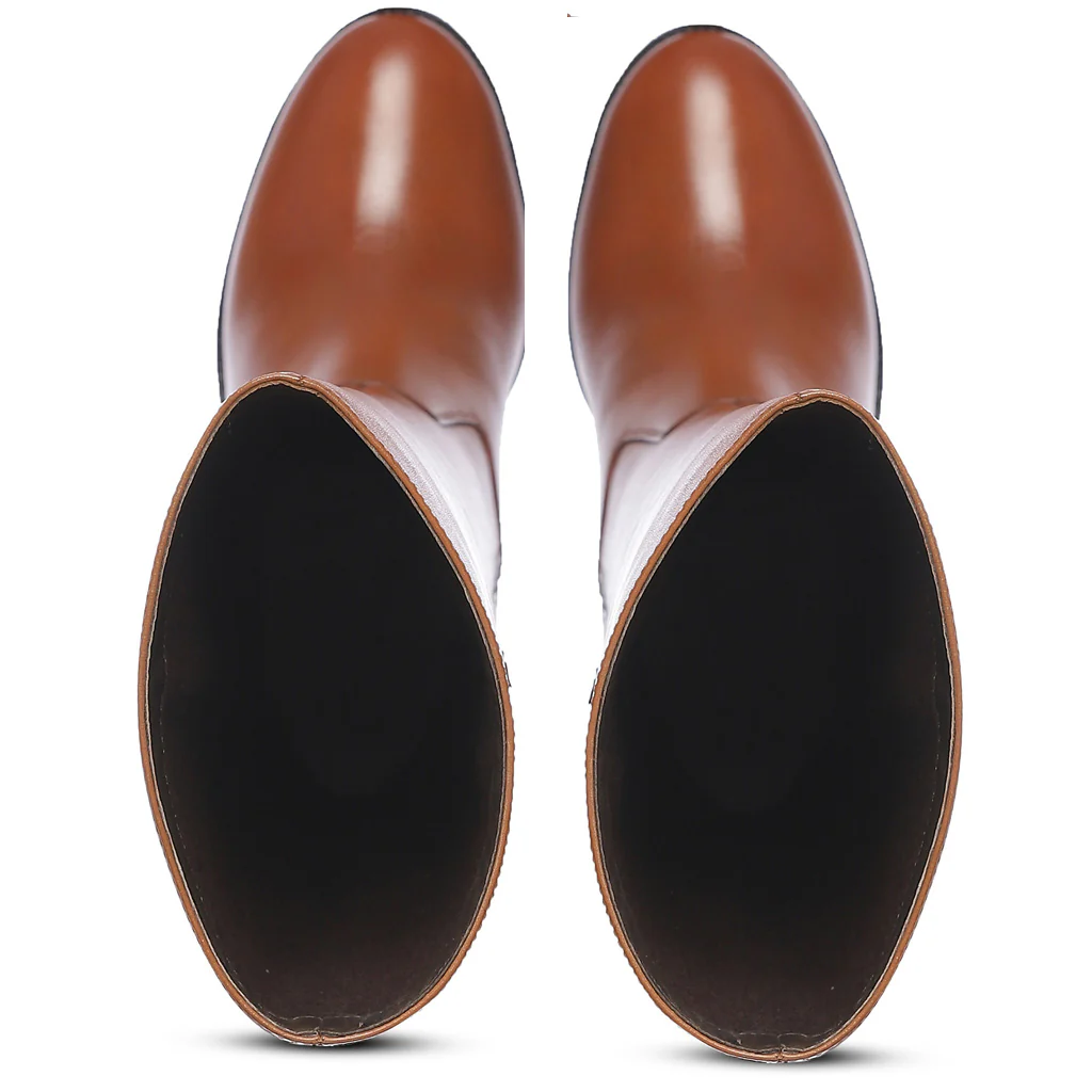 Saint Gillian Tan Leather Knee High Long Boots - Image 8