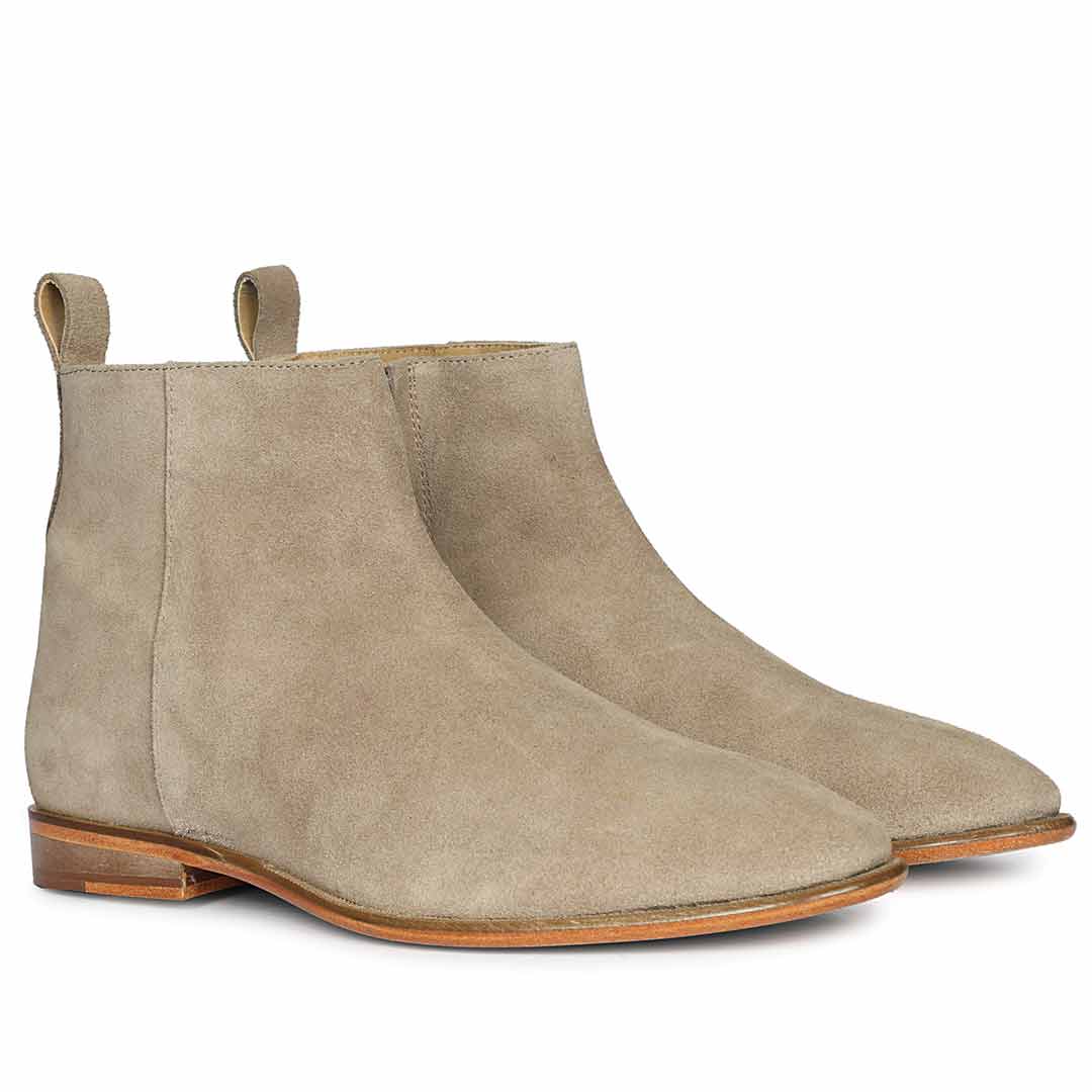 Saint Alfie Taupe Suede Leather Handcrafted Chelsea Boots - Image 2