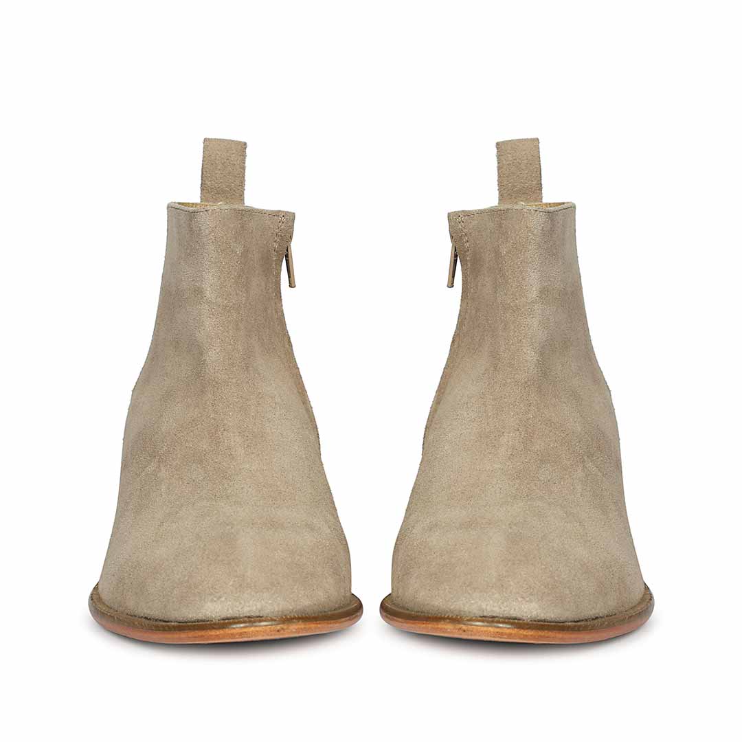 Saint Alfie Taupe Suede Leather Handcrafted Chelsea Boots - Image 4