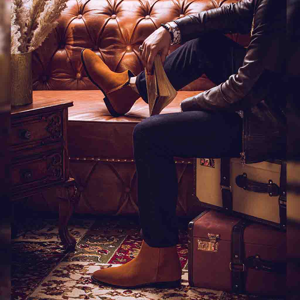 Saint Alfie Tan Suede Leather Handcrafted Boots - Image 2