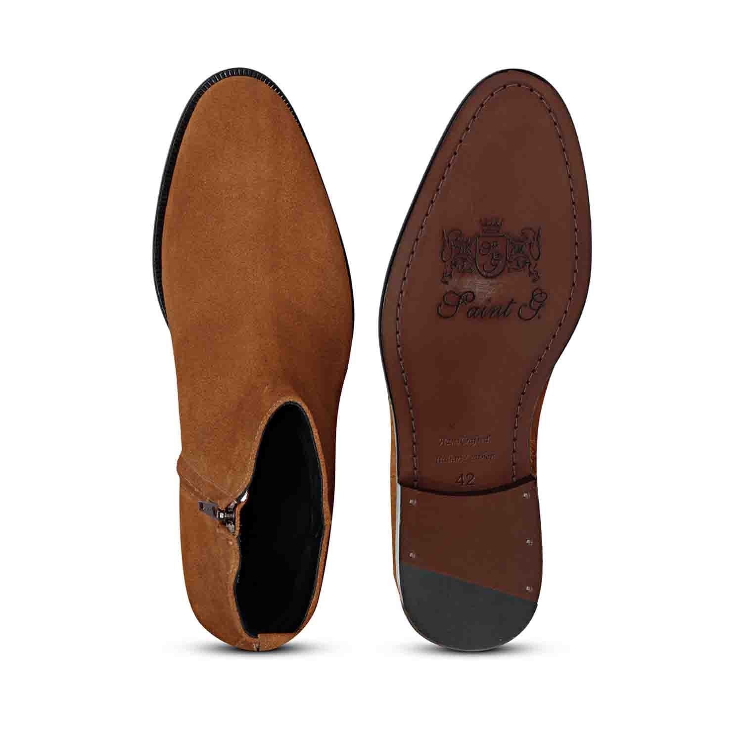Saint Alfie Tan Suede Leather Handcrafted Boots - Image 8