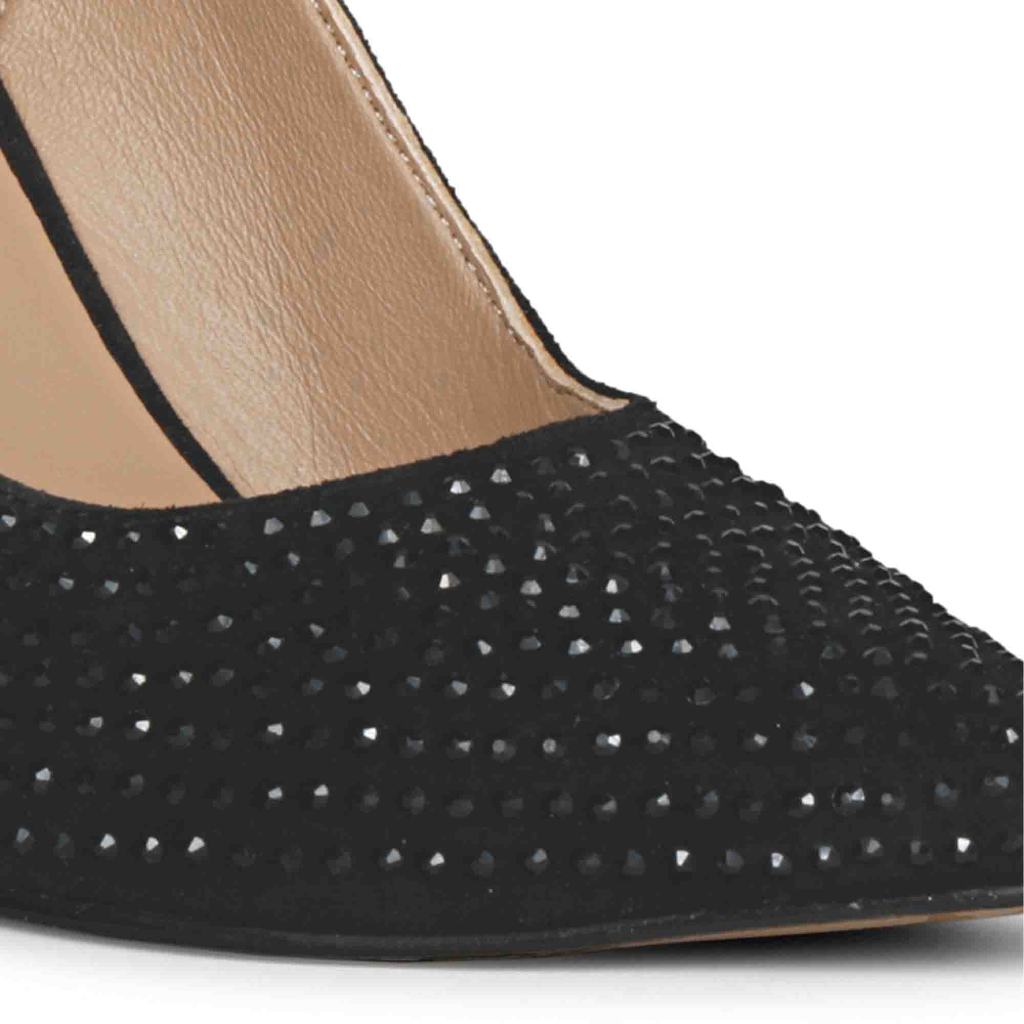 Saint Alyssa Crystal Embellished Black Leather Pumps - Image 8