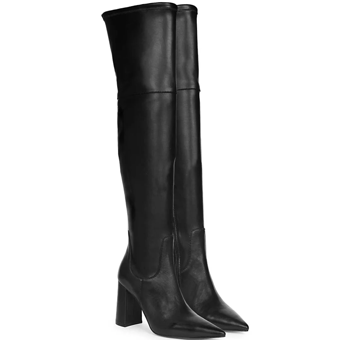 Saint Amara Black Stretch Napa Thigh High Boots - Image 3