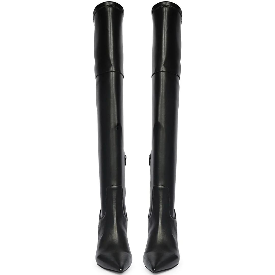 Saint Amara Black Stretch Napa Thigh High Boots - Image 5