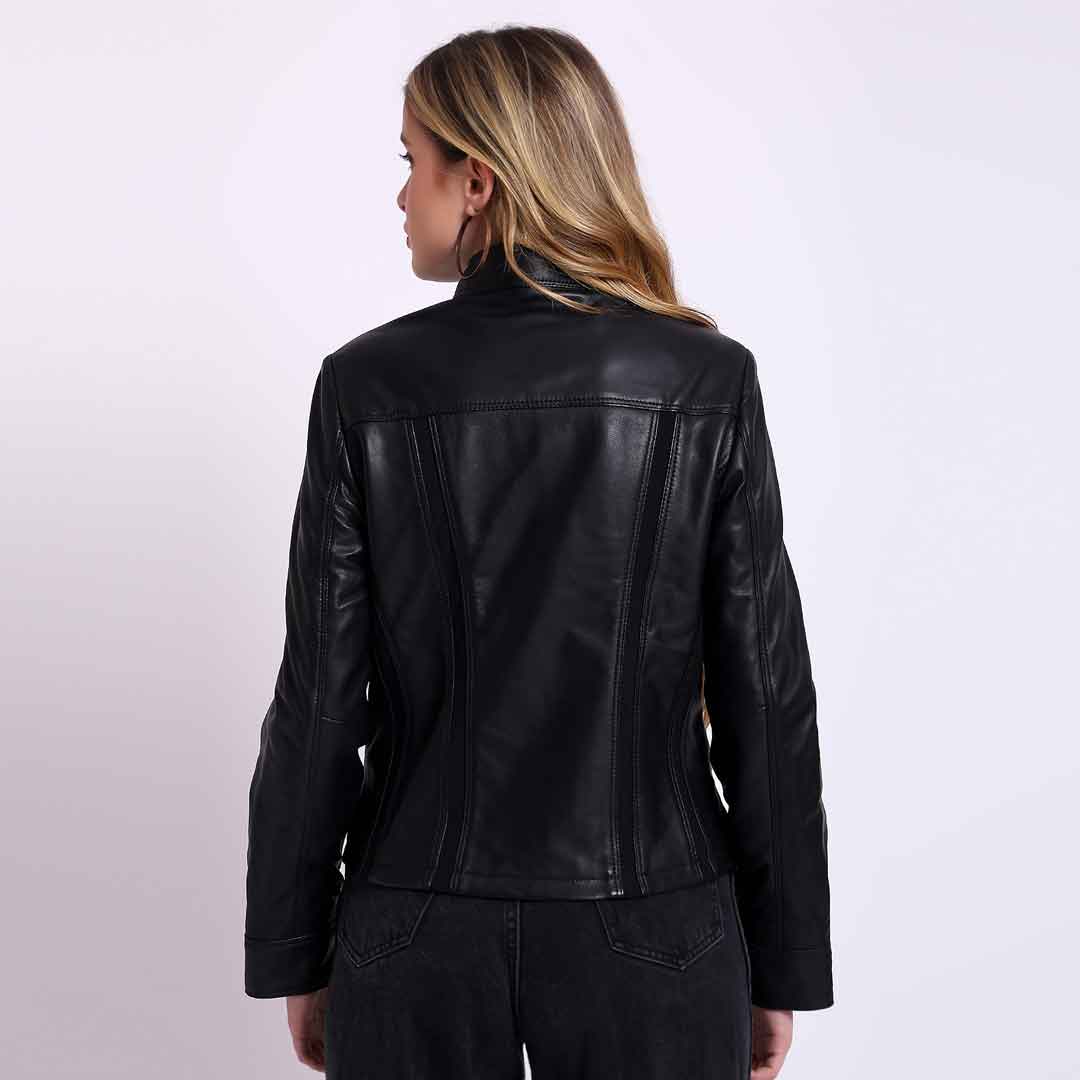 Saint Amaya Black Leather Women Cafe Racer Jackets - Image 4