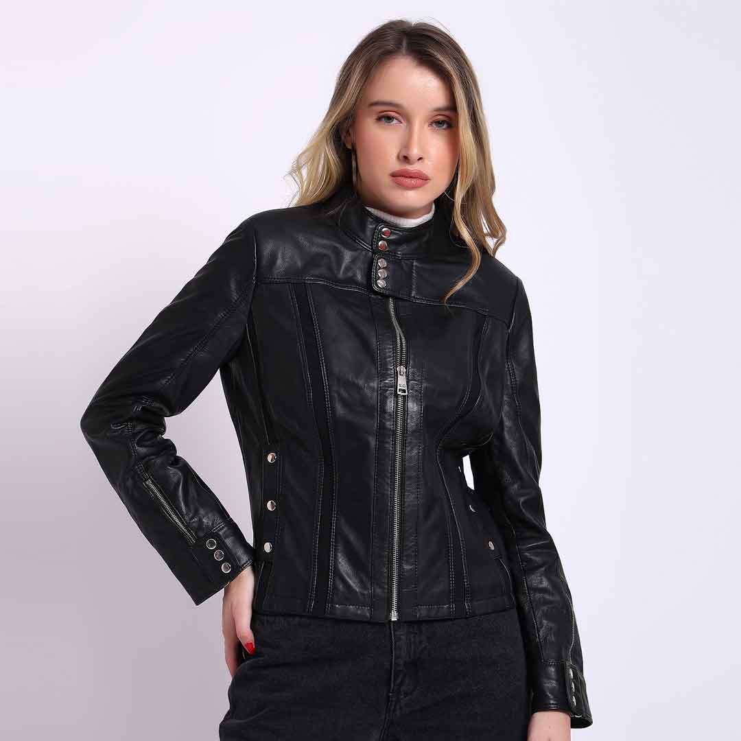 Saint Amaya Black Leather Women Cafe Racer Jackets - Image 5