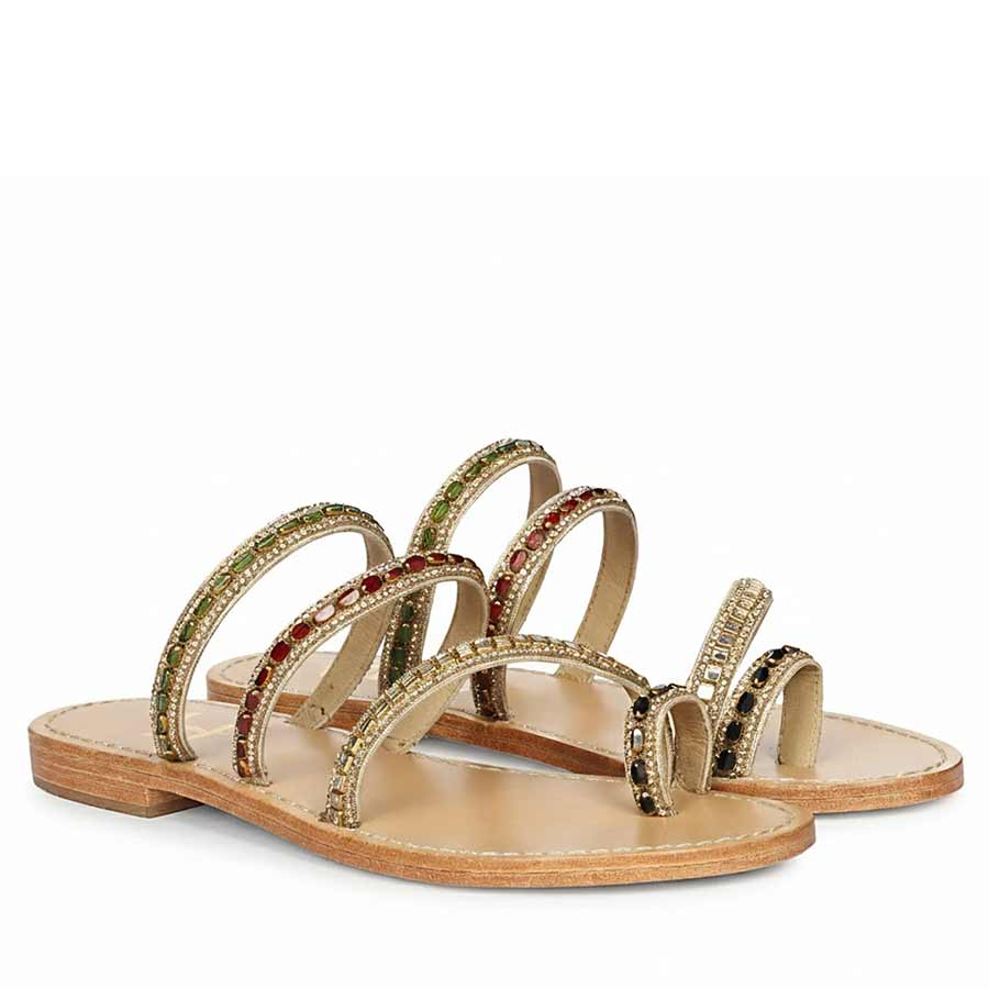 Saint Amber Royale Multi-Stone Leather Flats - Image 3