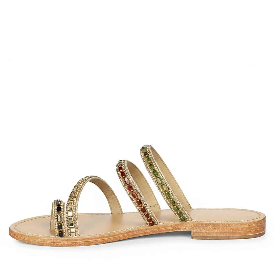 Saint Amber Royale Multi-Stone Leather Flats - Image 4