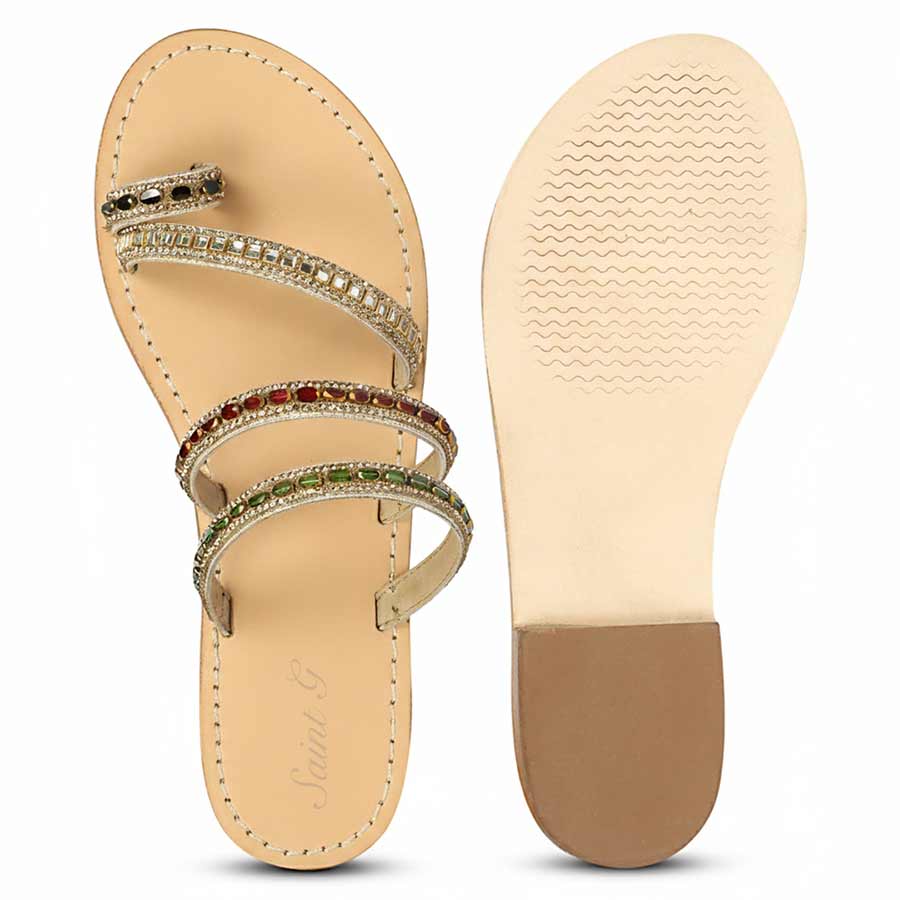 Saint Amber Royale Multi-Stone Leather Flats - Image 7
