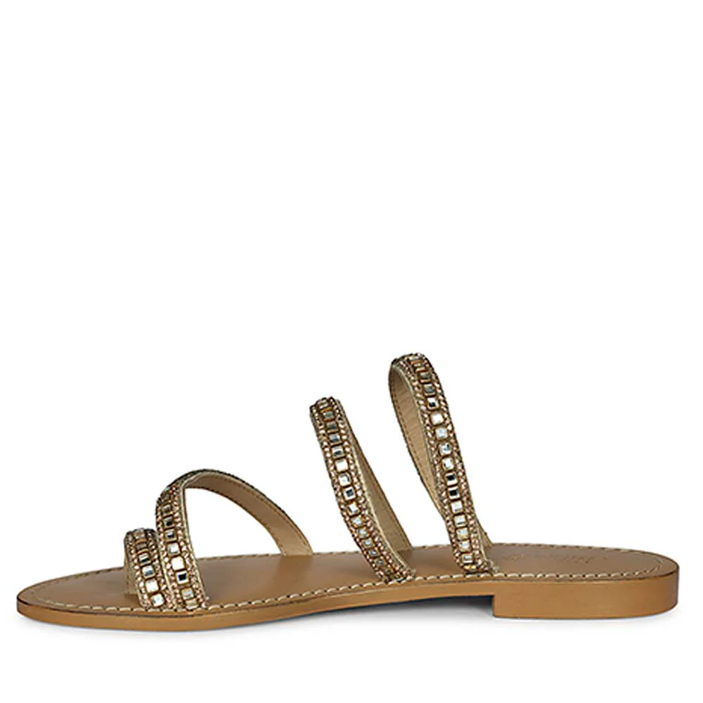 Saint Amber Stone Gold Leather Flats - Image 4