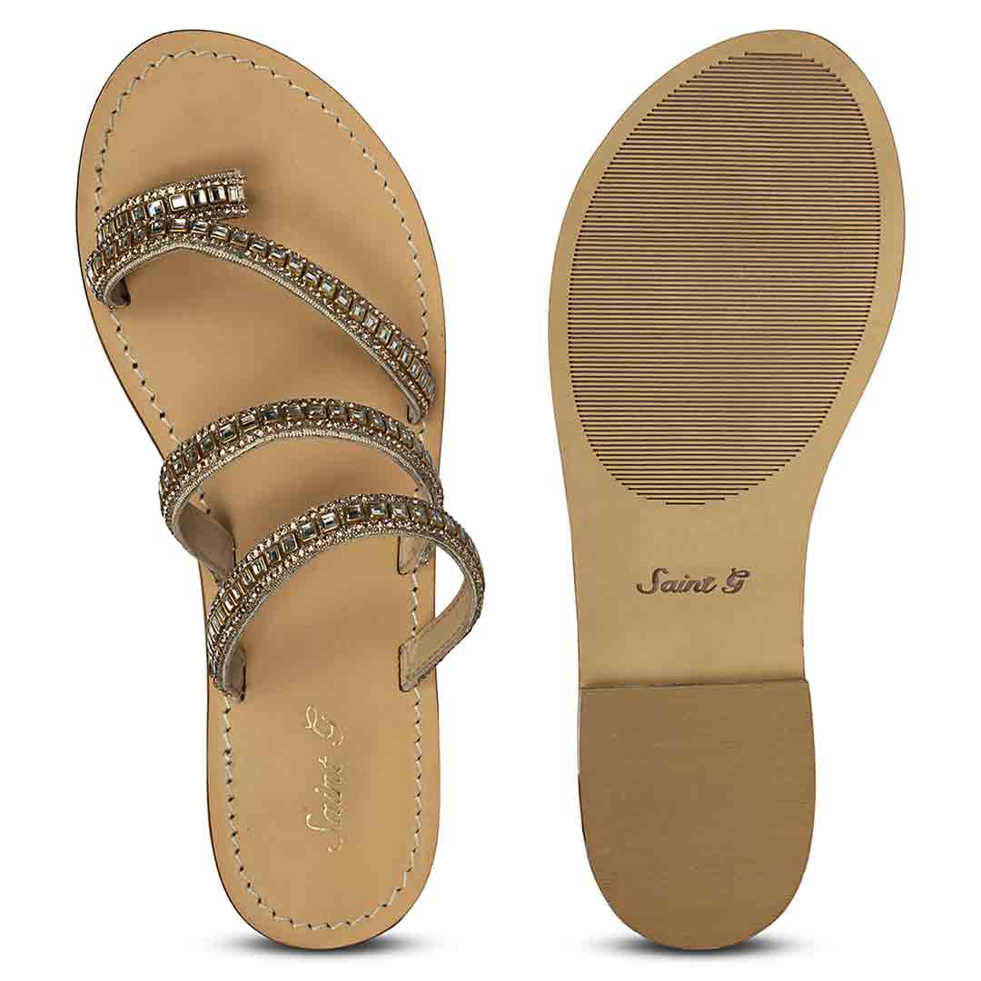 Saint Amber Stone Gold Leather Flats - Image 7