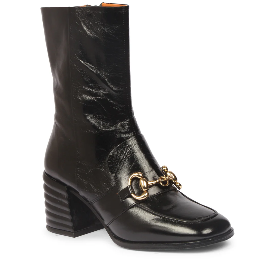 Saint Ambrosia Black Distressed Leather High Ankle Boots - Image 4