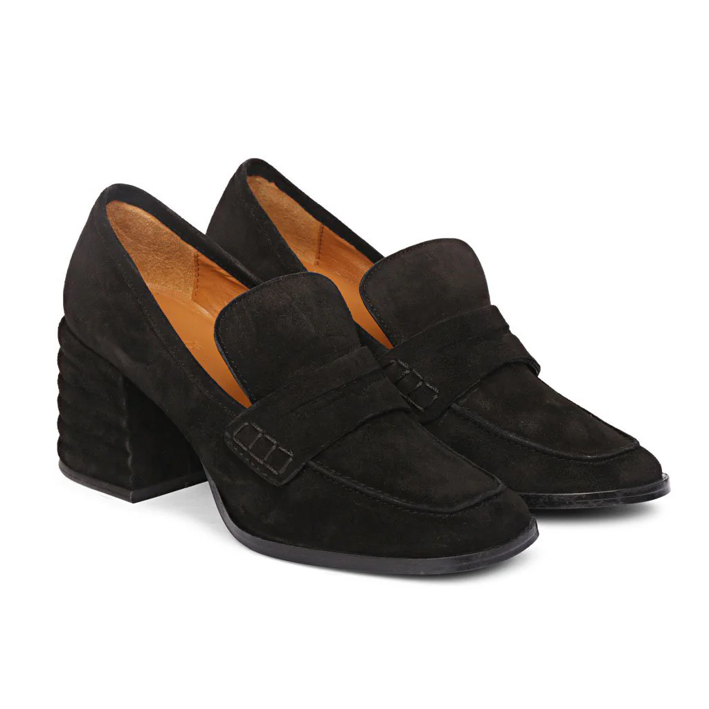 Saint Amelia Black Suede Leather Handcrafted Moccasins - Image 3