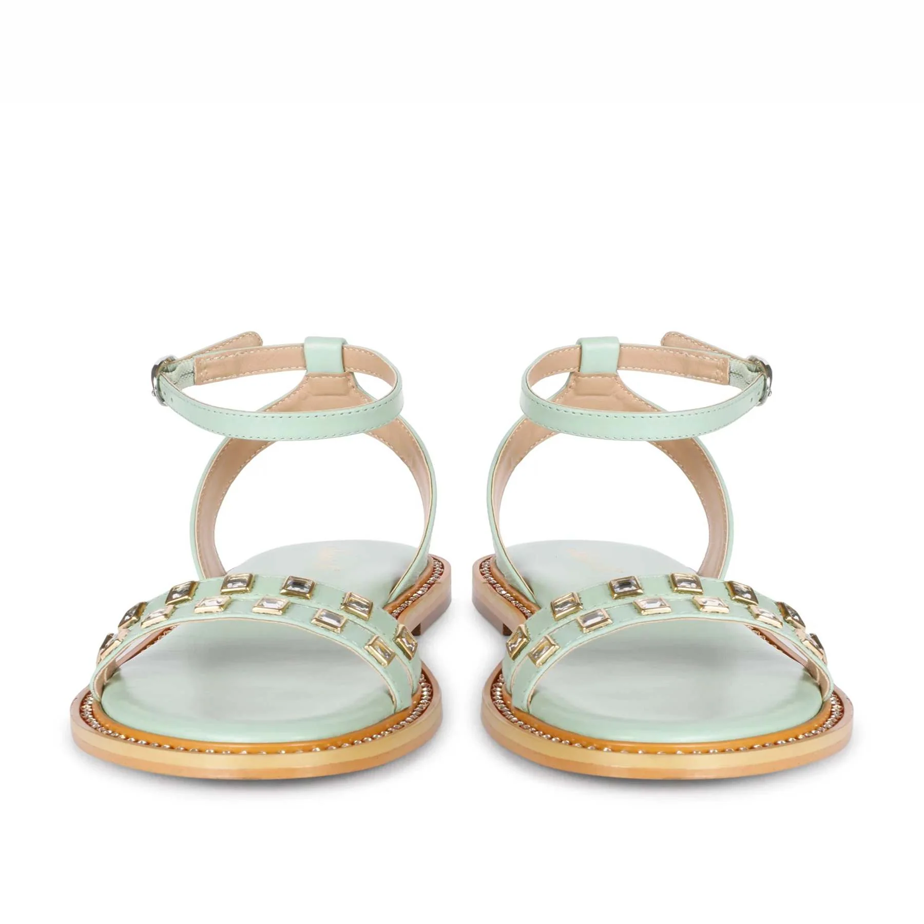 Saint Ivy Mint Leather Flat Sandal - Image 5