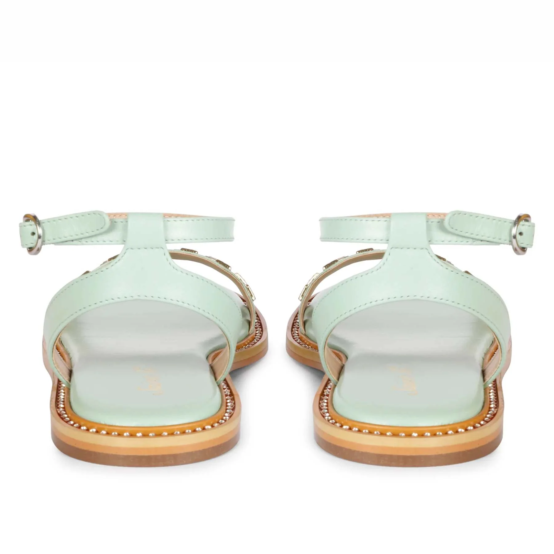 Saint Ivy Mint Leather Flat Sandal - Image 7