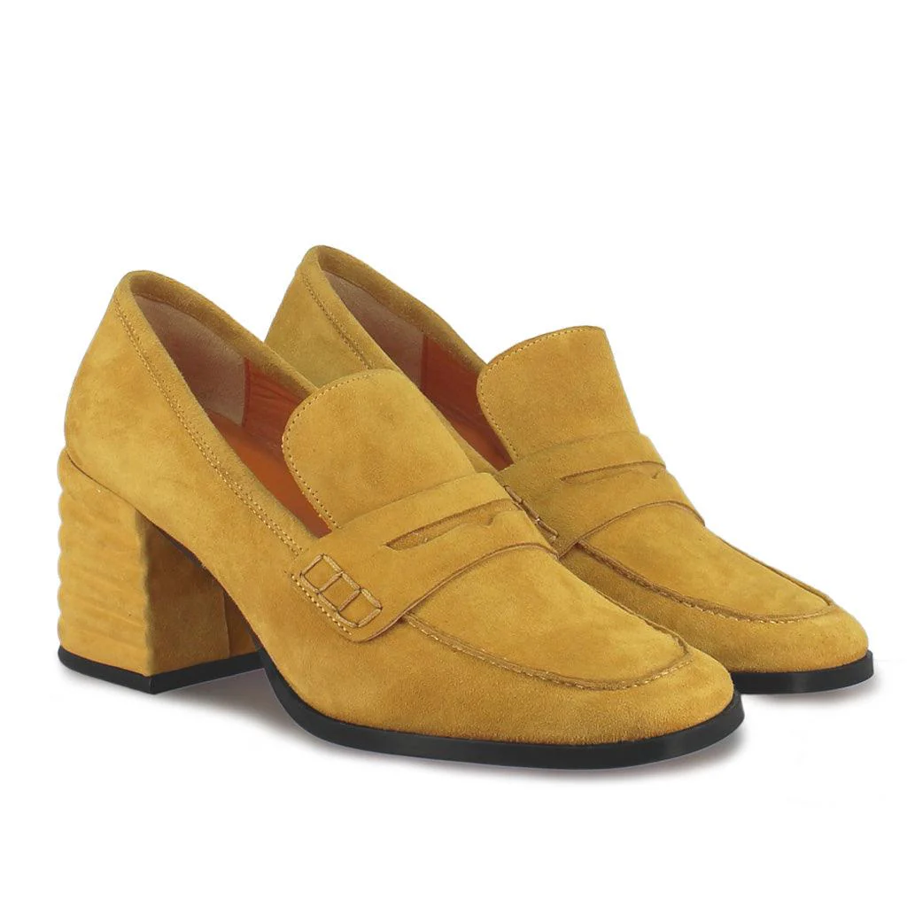 Saint Amelia Mustard Suede Leather Handcrafted Shoes - Image 3