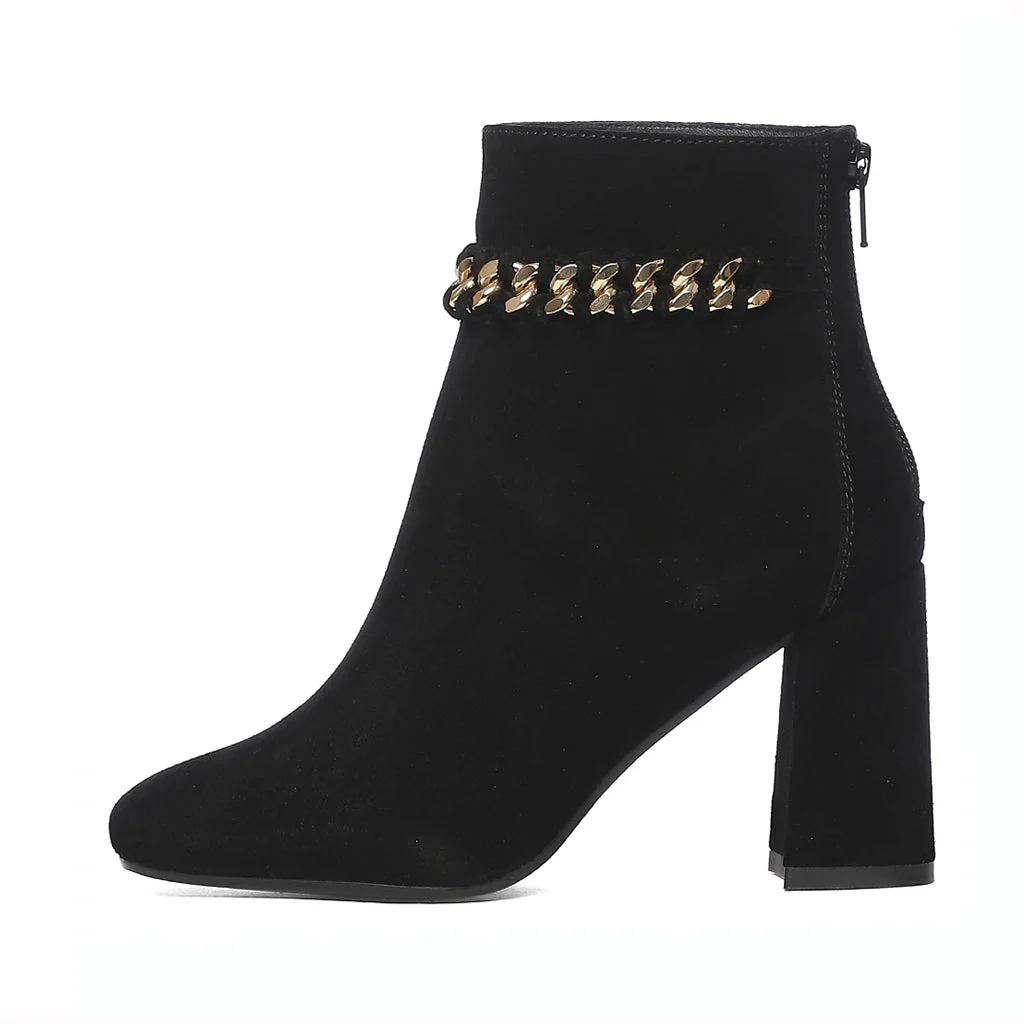 Saint Amica Black Leather Metal Chain Décor Boots - Image 3