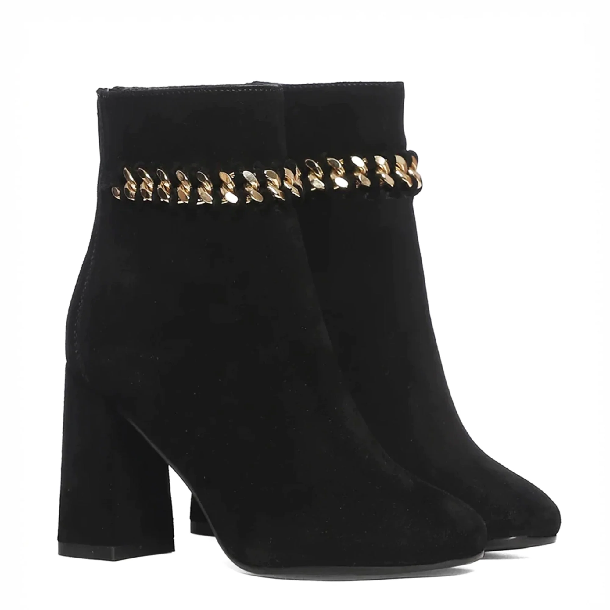 Saint Amica Black Leather Metal Chain Décor Boots - Image 4