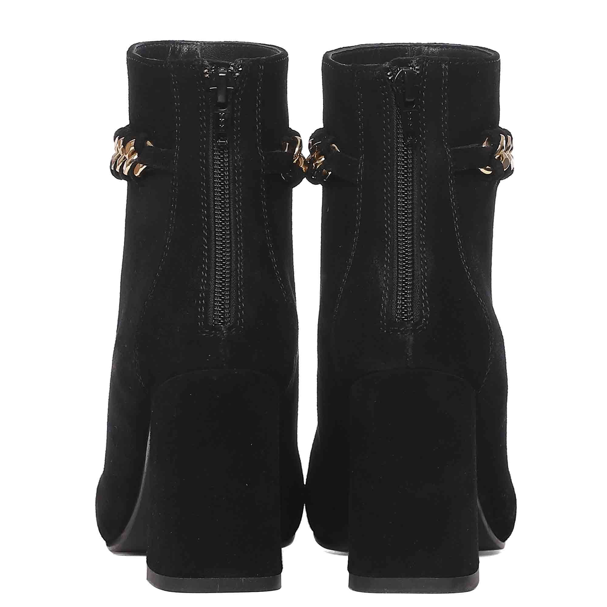 Saint Amica Black Leather Metal Chain Décor Boots - Image 6