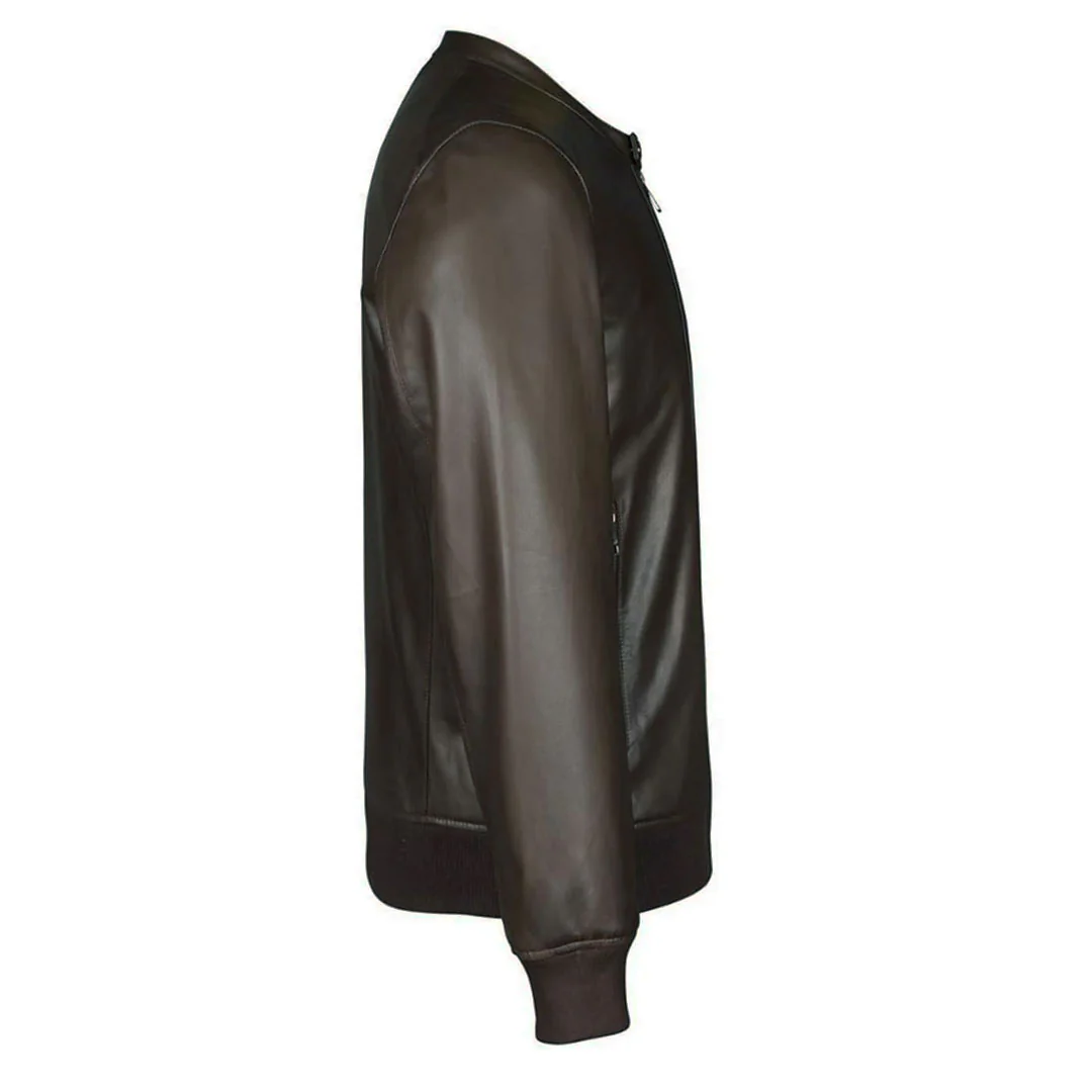 Saint Amorino Brown Leather Men's Bomber Jackets - Image 4