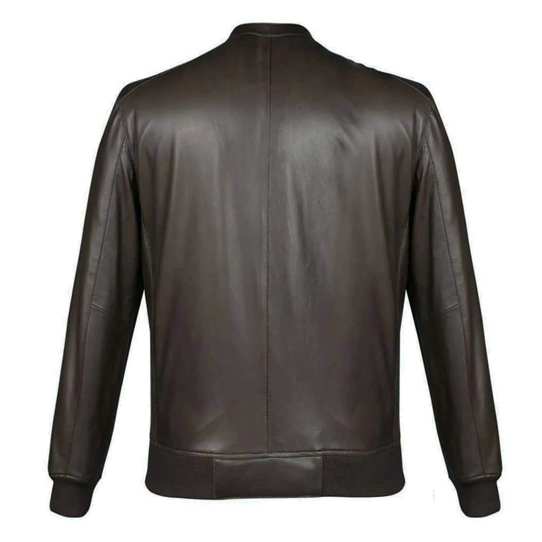 Saint Amorino Brown Leather Men's Bomber Jackets - Image 5