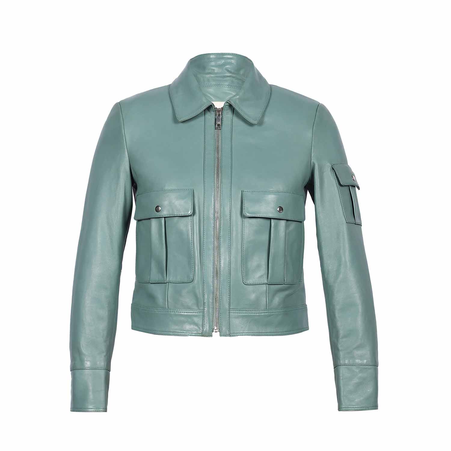 Saint Amory Women Green Leather Jackets - Image 7